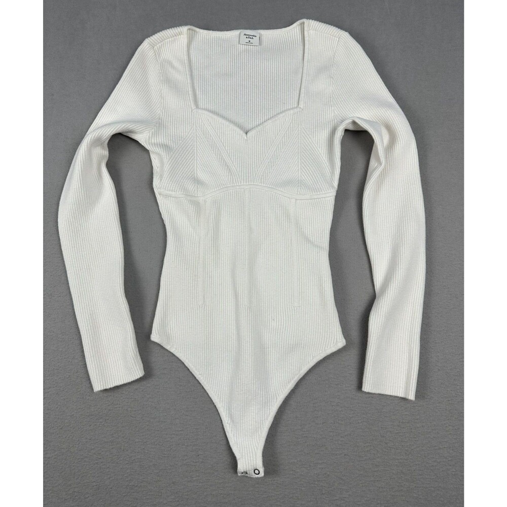 Abercrombie & Fitch Corset Sweater Thong Bodysuit M Balletcore Coquette Layering